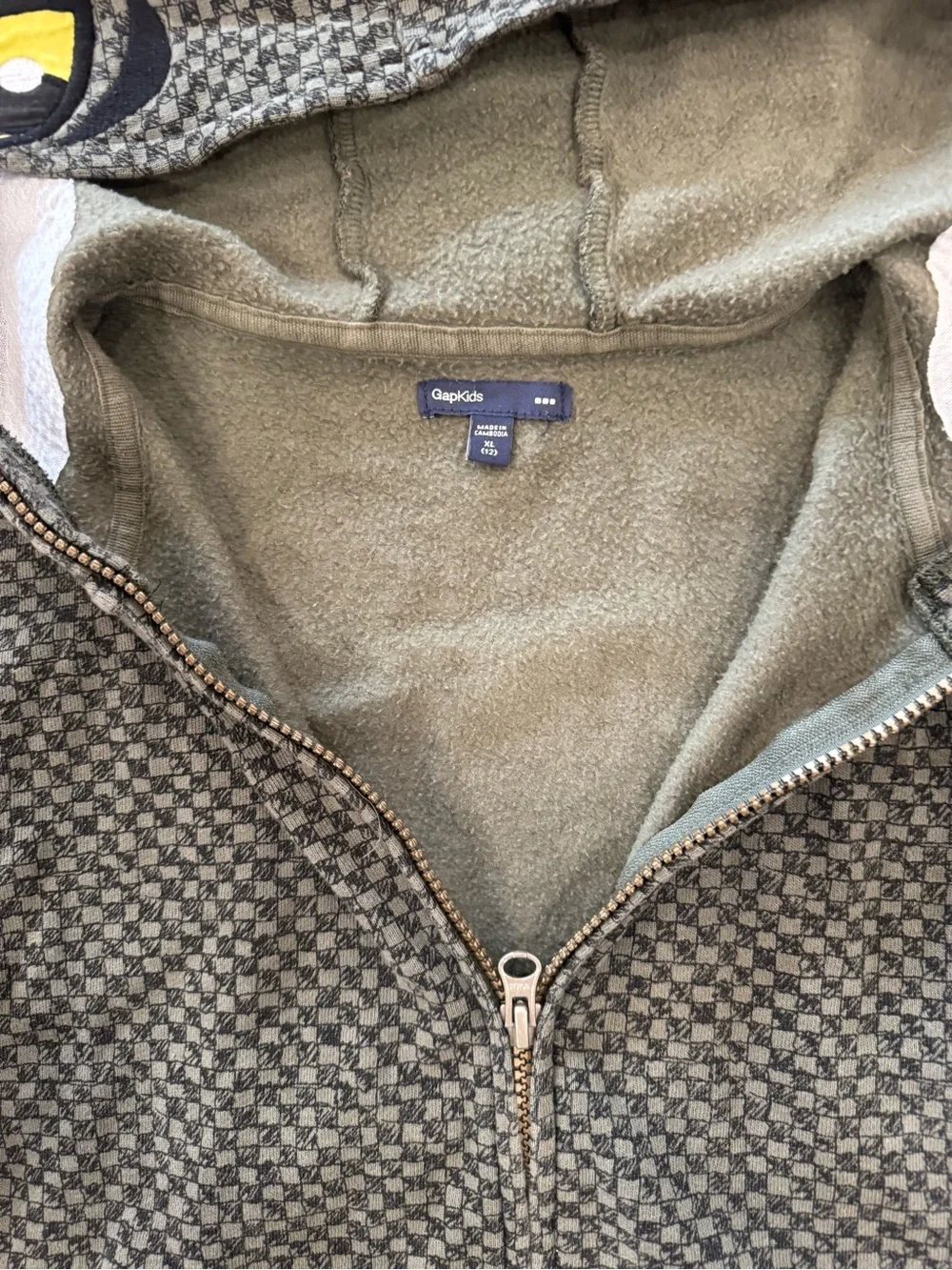 GAP Kids Monster Face Zip Hoodie - Dark Gray with Yellow Eyes
